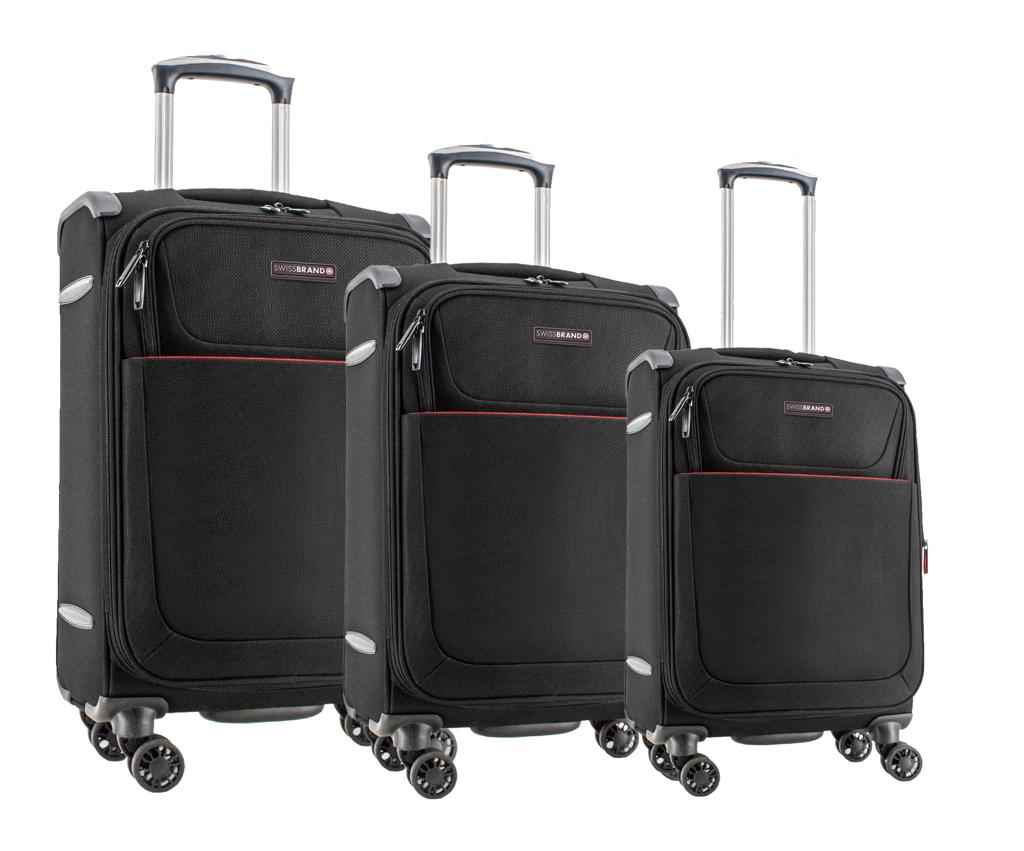 Swiss Brand luggage סט 3 מזוודות איכותיות רכות מבד דגם Fairview תיק