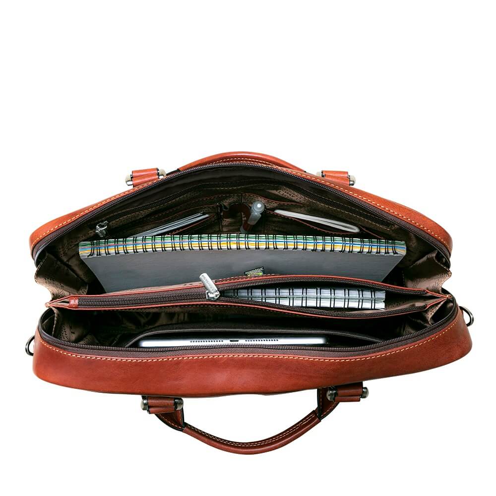 TONY PEROTTI תיק עסקים קלאסי מעור לגבר 2 ידיות חום