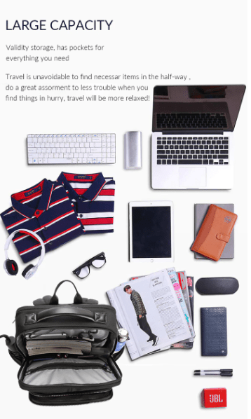 תיק גב יוניסקס עסקי יוקרתי ללפטופ 15.6" כולל שקעי טעינה נסתרים מבית המותג AOKING עם טעינת USB - תיק התיקיםAOKINGBackpacks