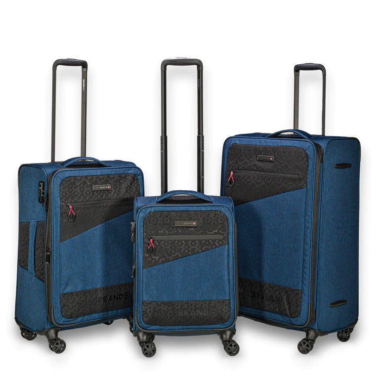 Swiss Brand luggage סט 3 מזוודות איכותיות רכות מבד דגם HEXA