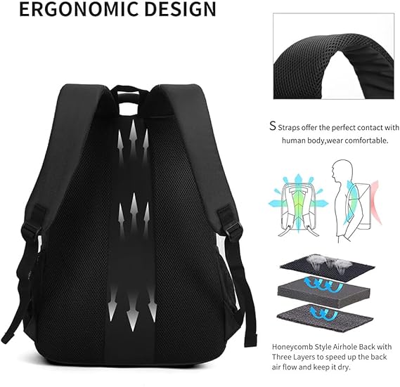 Aoking תיק גב מרופד למחשב נייד 15.6" בשחור