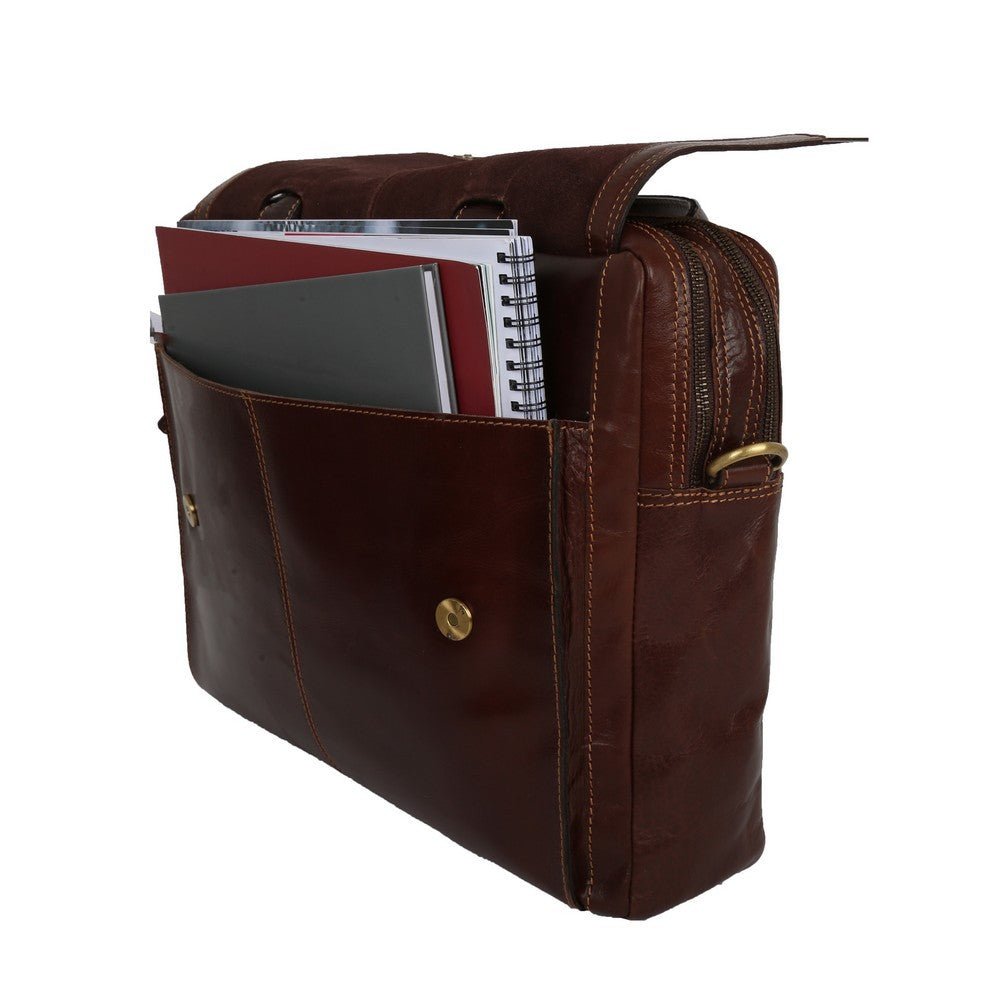 Alberto Bellucci תיק עסקים מעור למחשב נייד 15.6" דגם Stefano - תיק התיקיםAlberto Bellucciתיקי עסקים