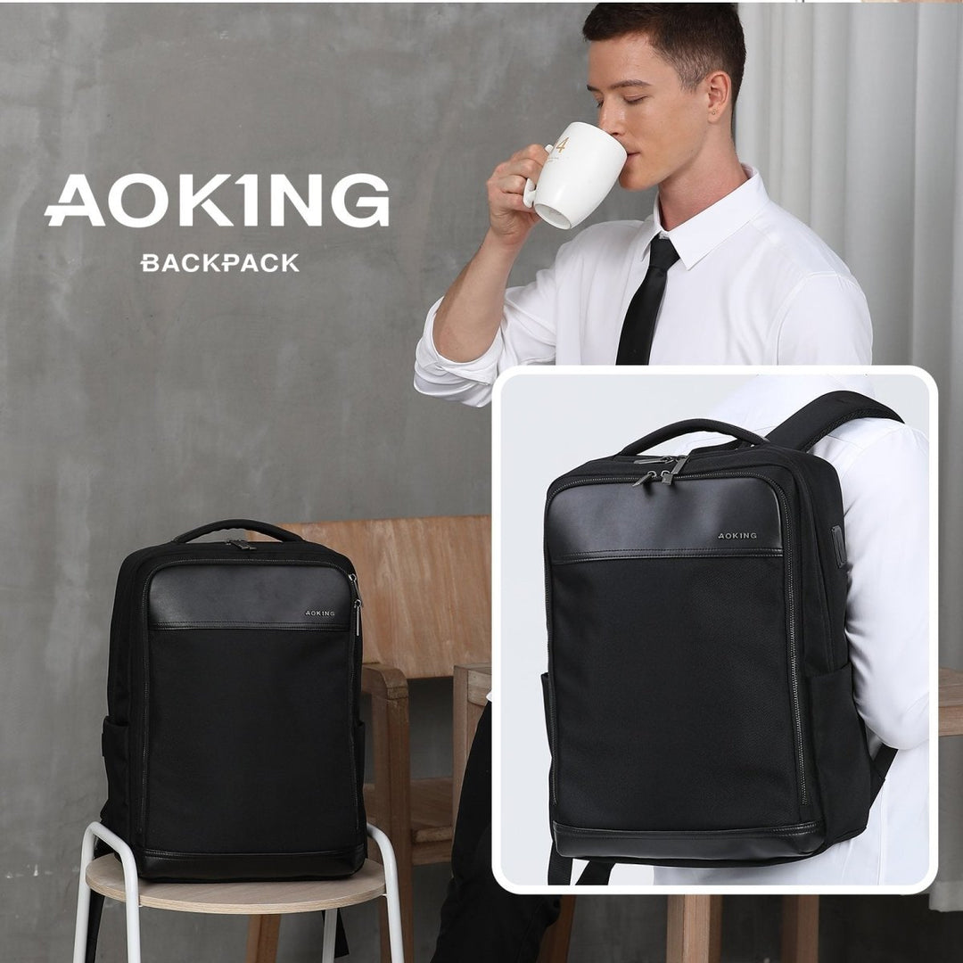 תיק גב ללפטופ במראה עסקי מבית המותג AOKING למחשב 15.6" יציאת USB - תיק התיקיםAOKINGBackpacks