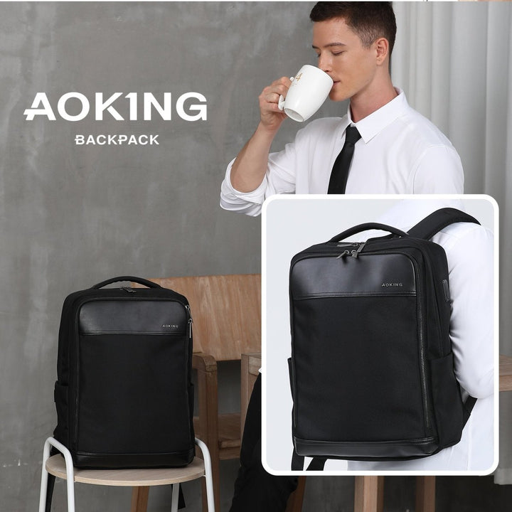 תיק גב ללפטופ במראה עסקי מבית המותג AOKING למחשב 15.6" יציאת USB - תיק התיקיםAOKINGBackpacks