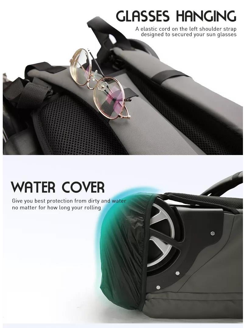 AOKING תיק גב טרולי נגד מים עם גלגלים גדולים 17" - תיק התיקיםAokingתיקים