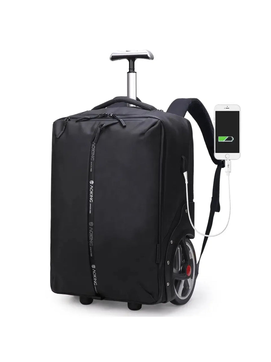 AOKING תיק גב טרולי נגד מים עם גלגלים גדולים 17" - תיק התיקיםAokingתיקים