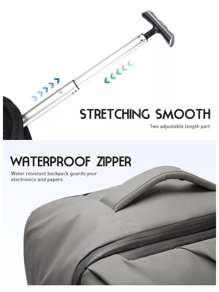 AOKING תיק גב טרולי נגד מים עם גלגלים גדולים 17" - תיק התיקיםAokingתיקים