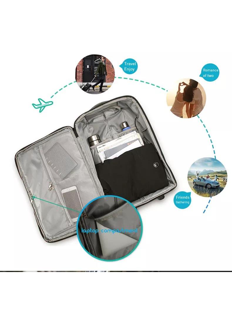 AOKING תיק גב טרולי נגד מים עם גלגלים גדולים 17" - תיק התיקיםAokingתיקים