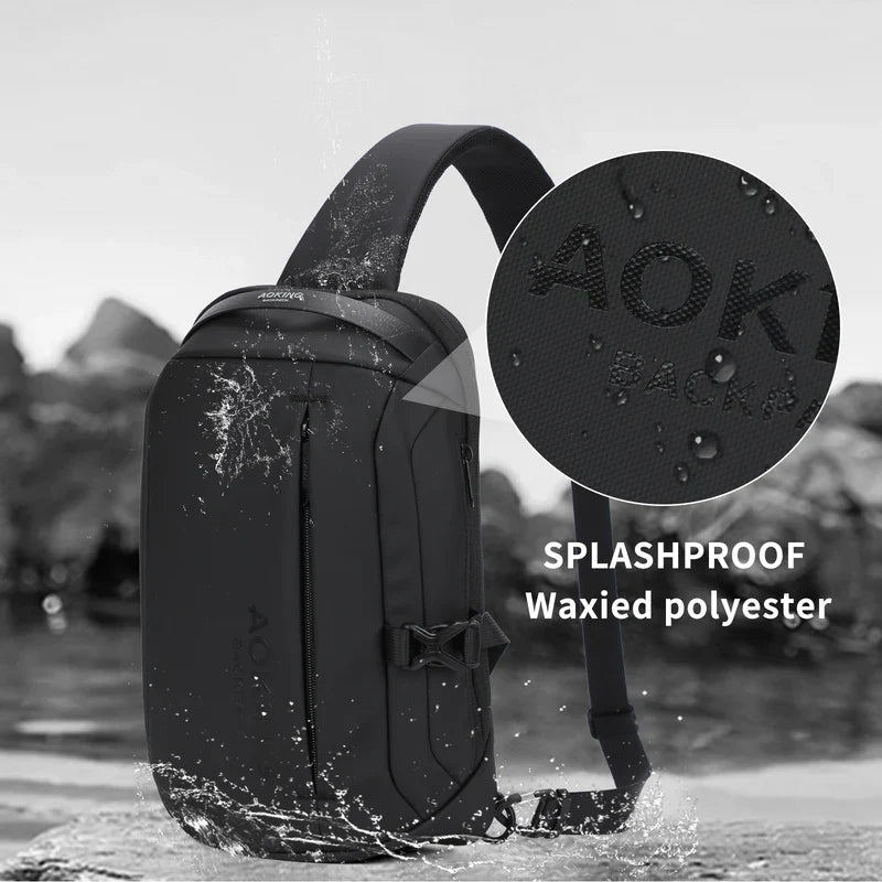 תיק צד פונקציונאלי וקל משקל בסגנון אוכף אלכסון עמיד למים מבית המותג AOKING צבע שחור - תיק התיקיםAOKINGתיק צד