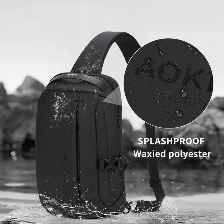 תיק צד פונקציונאלי וקל משקל בסגנון אוכף אלכסון עמיד למים מבית המותג AOKING צבע שחור - תיק התיקיםAOKINGתיק צד