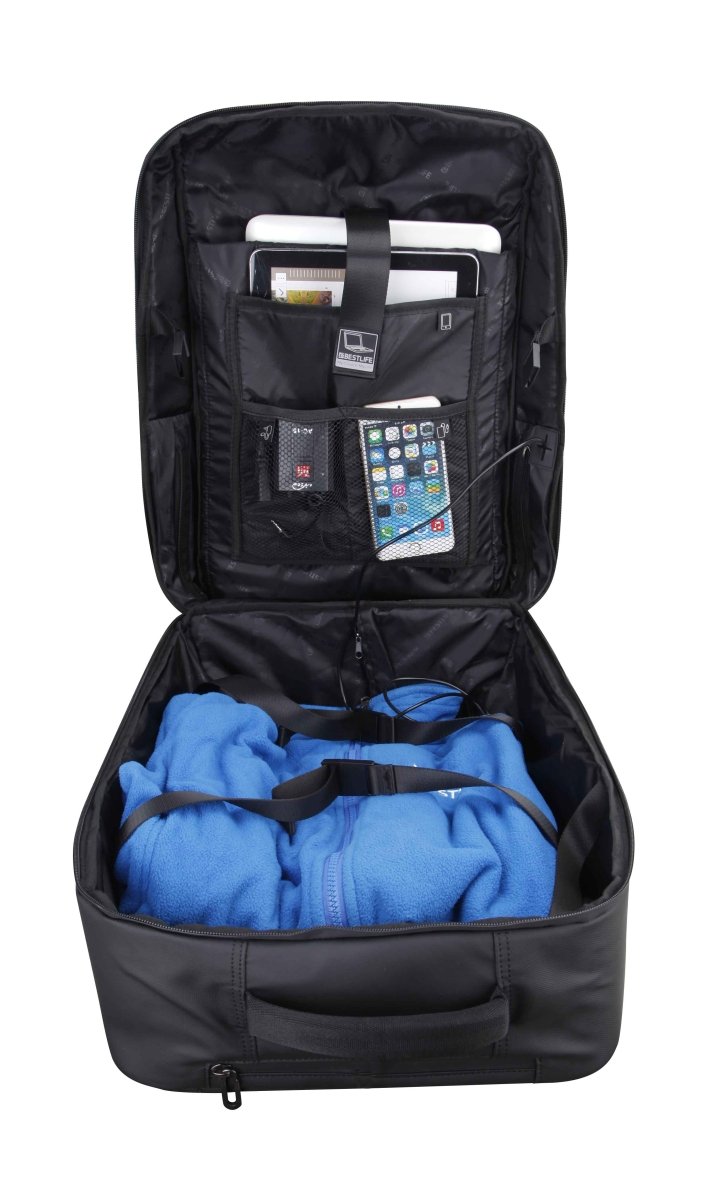 BESTLIFE תיק מחשב טרולי על גלגלים עם רצועות גב מוסתרות - תיק התיקיםBESTLIFEתיקים