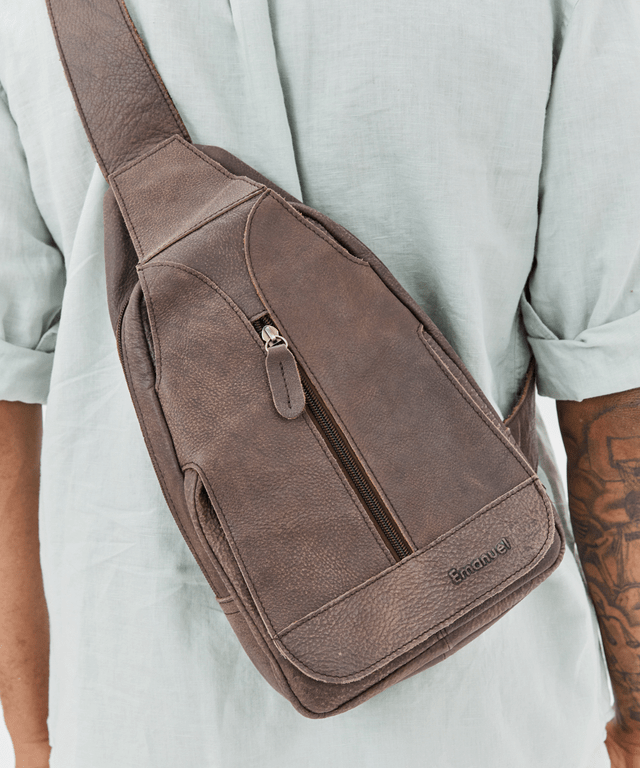 תיק מעור דגם אוכף - תיק התיקיםEmanuelתיקי צד לגבר