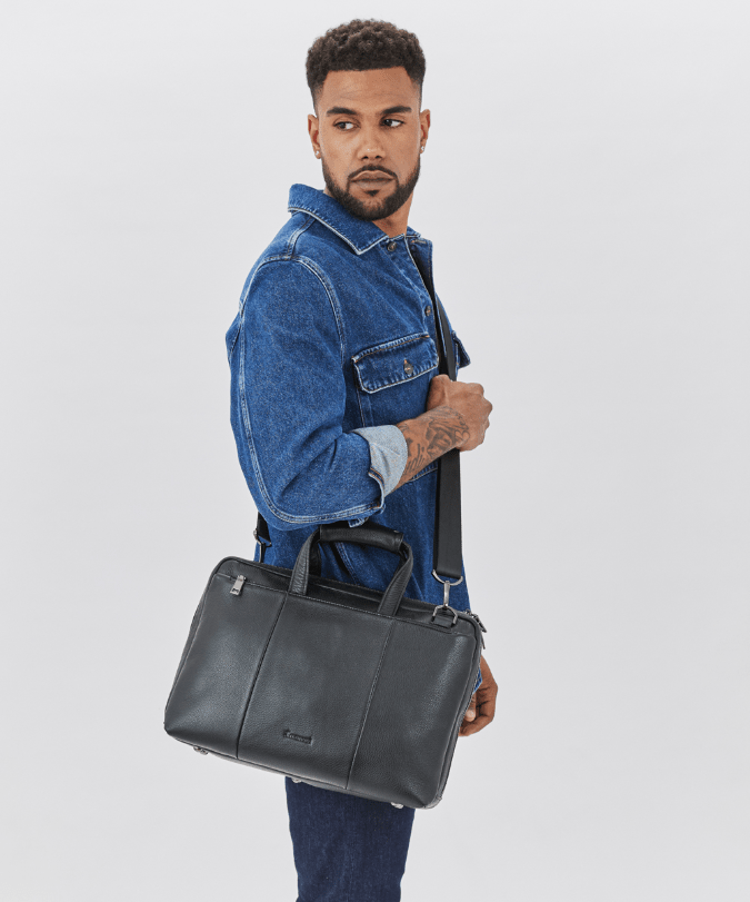 תיק עבודה מעור לגבר דגם ניקסון - תיק התיקיםEmanuelתיקי צד לגבר