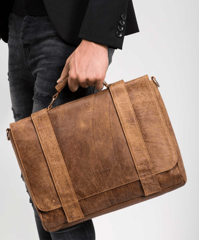 תיק מעור אפריקה דגם סינגפור - תיק התיקיםEmanuelתיקי צד לגבר