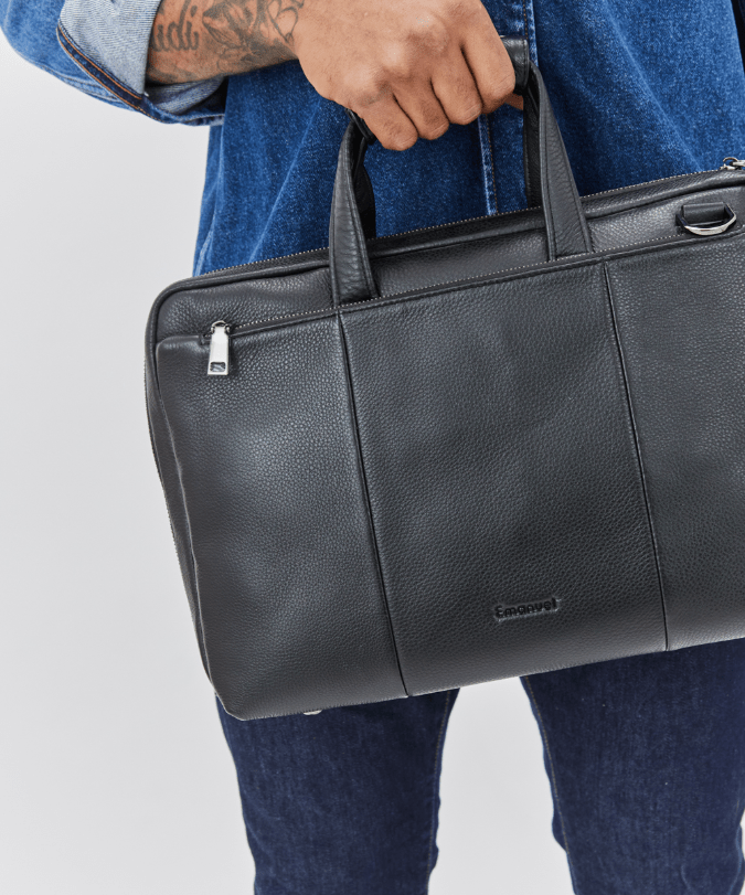 תיק עבודה מעור לגבר דגם ניקסון - תיק התיקיםEmanuelתיקי צד לגבר