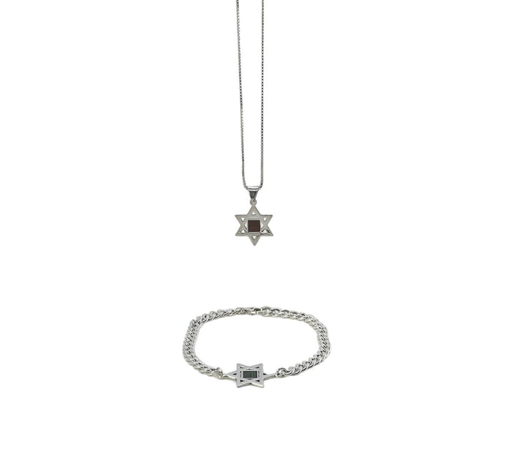 סט מגן דוד עם ננו תנ״ך - תיק התיקיםJerusalem Nano Bible Jewelry