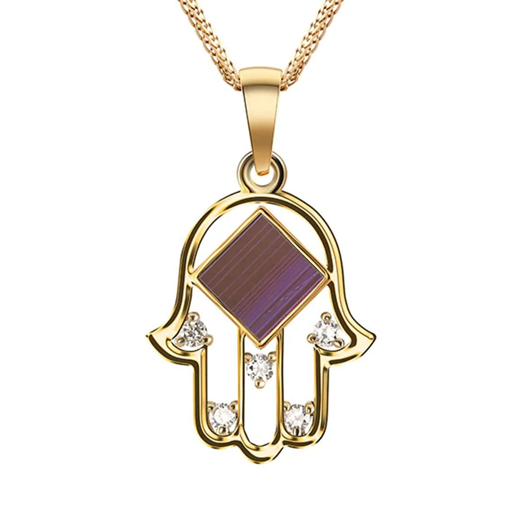 תליון חמסה זהב משובץ יהלומים וננו תנ"ך - תיק התיקיםJerusalem Nano Bible Jewelryחנות "ג'רוזלם ננו תנ"ך" היחיד שמיוצר בישראל