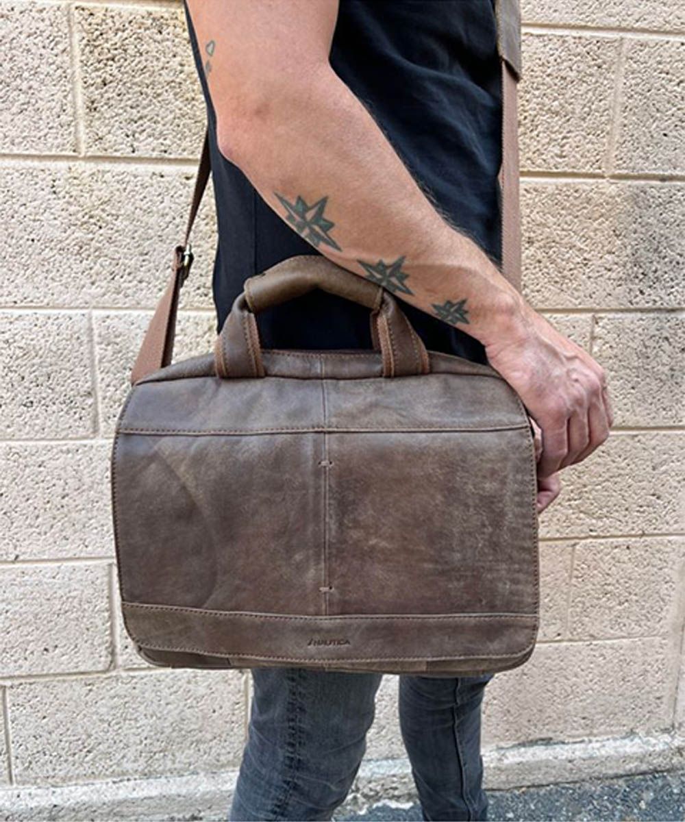 NAUTICA תיק עור עבודה זיקים נאוטיקה - תיק התיקיםNAUTICAתיקים לצד למחשב נייד