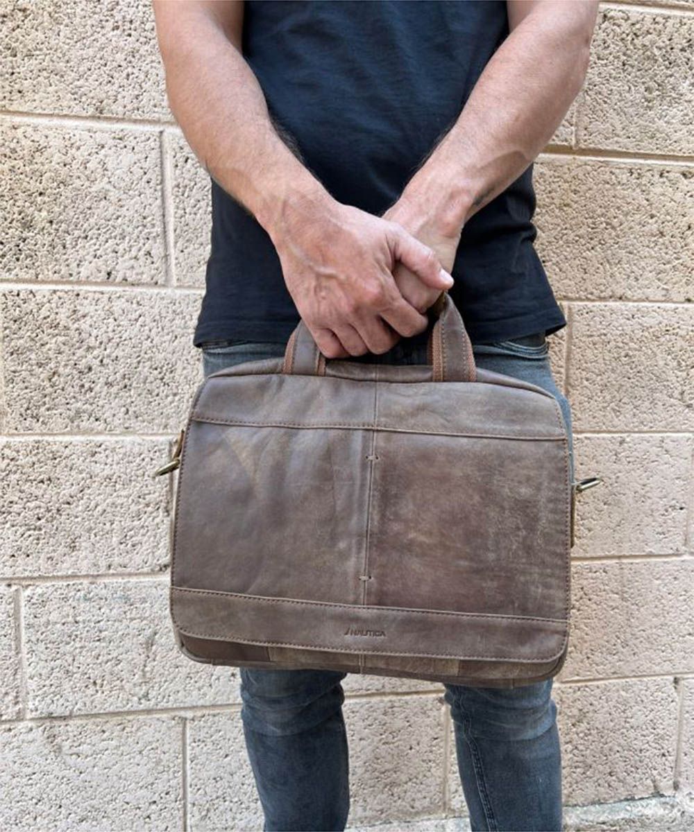 NAUTICA תיק עור עבודה זיקים נאוטיקה - תיק התיקיםNAUTICAתיקים לצד למחשב נייד