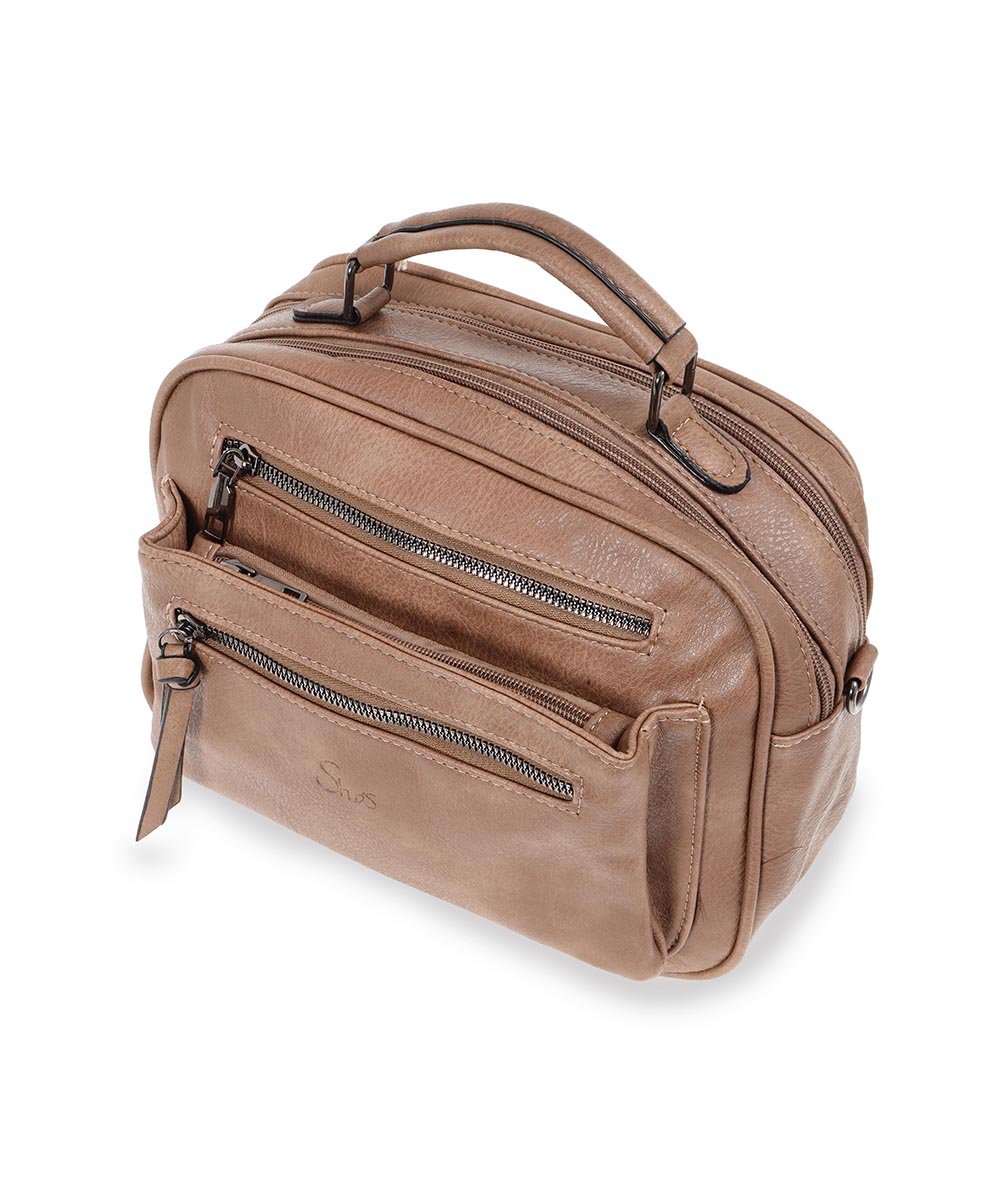 She's Multi - Zip Crossbody Bag תיק צד מרובה תאים לנשים דמוי עור - תיק התיקיםShe'sתיקי צד לנשים