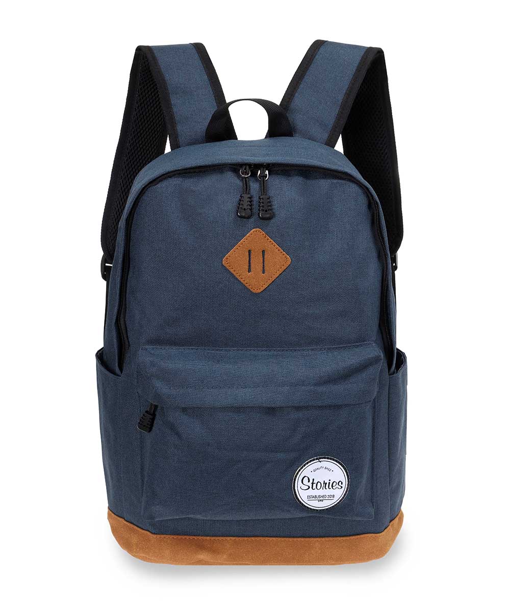 Storeis תיק גב קלאסי עם תחתית עור טבעוני ותא למחשב - תיק התיקיםStoriesתיקי גב למחשב