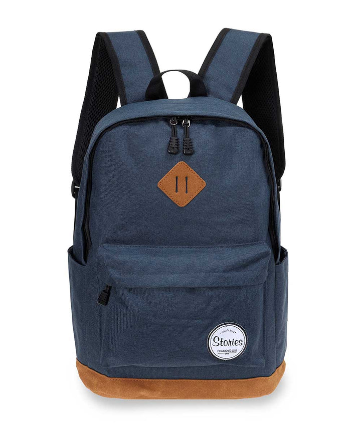 Storeis תיק גב קלאסי עם תחתית עור טבעוני ותא למחשב - תיק התיקיםStoriesתיקי גב למחשב