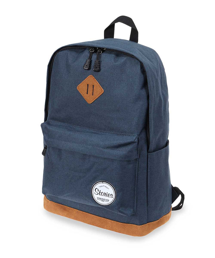 Storeis תיק גב קלאסי עם תחתית עור טבעוני ותא למחשב - תיק התיקיםStoriesתיקי גב למחשב