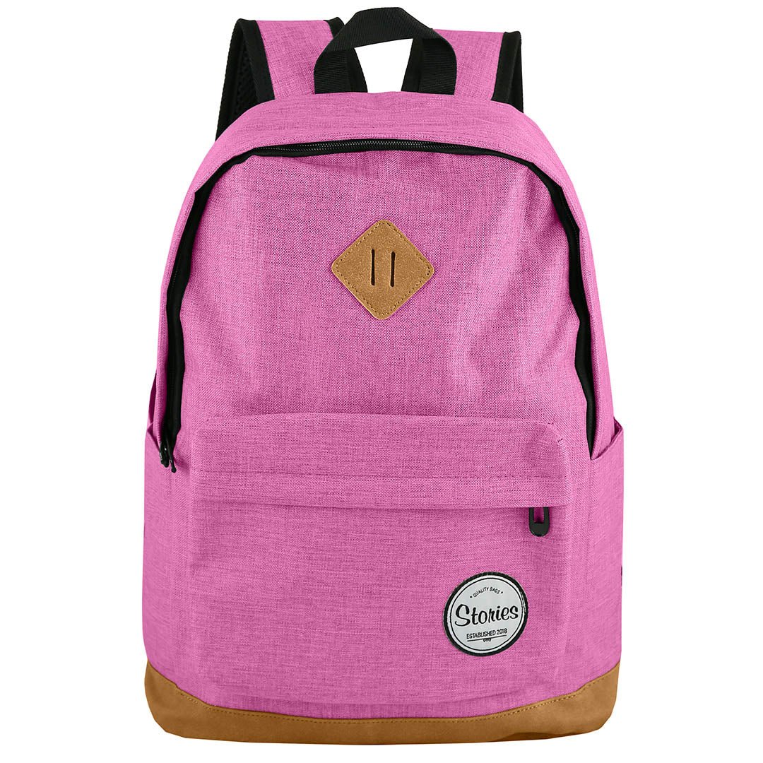 Storeis תיק גב קלאסי עם תחתית עור טבעוני ותא למחשב - תיק התיקיםStoriesתיקי גב למחשב