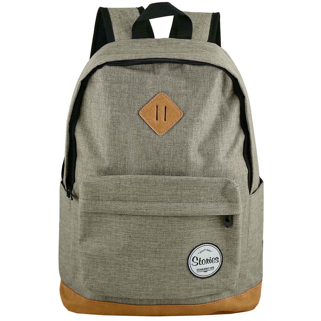 Storeis תיק גב קלאסי עם תחתית עור טבעוני ותא למחשב - תיק התיקיםStoriesתיקי גב למחשב