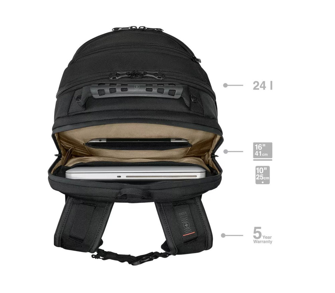 SWISS WENGER Legacy Black Series Laptop Backpack תיק גב עסקי ארגונומי למחשב 16" - תיק התיקיםWengerתיקי גב למחשב