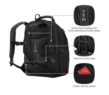 SWISS WENGER Legacy Black Series Laptop Backpack תיק גב עסקי ארגונומי למחשב 16" - תיק התיקיםWengerתיקי גב למחשב