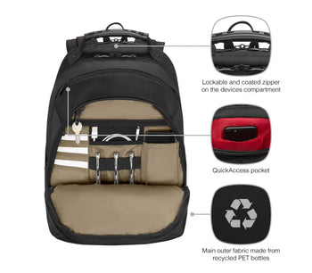 SWISS WENGER Legacy Black Series Laptop Backpack תיק גב עסקי ארגונומי למחשב 16" - תיק התיקיםWengerתיקי גב למחשב