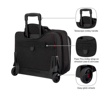 Swiss Wenger תיק עסקים על גלגלים עם תיק מחשב נשלף - תיק התיקיםWengerתיקים למחשב נייד