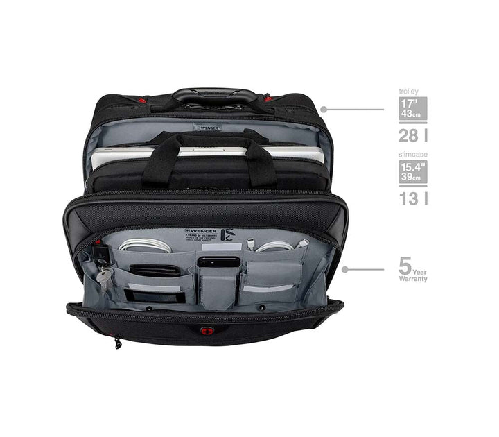 Swiss Wenger תיק עסקים על גלגלים עם תיק מחשב נשלף - תיק התיקיםWengerתיקים למחשב נייד