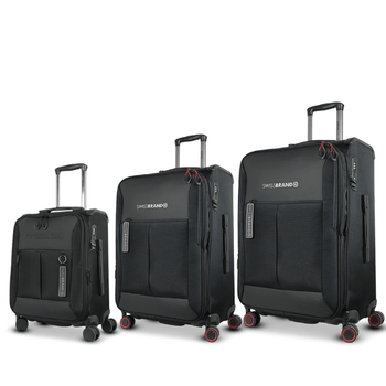 SwissBrand סט מזוודות בד Aura מתרחבות - תיק התיקיםSwissBrandסט מזוודות
