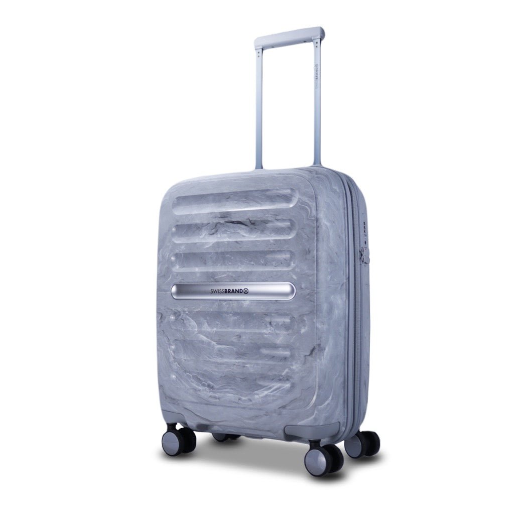 SwissBrand סט מזוודות קשיחות Marble מתרחבות - תיק התיקיםSwissBrandסט מזוודות