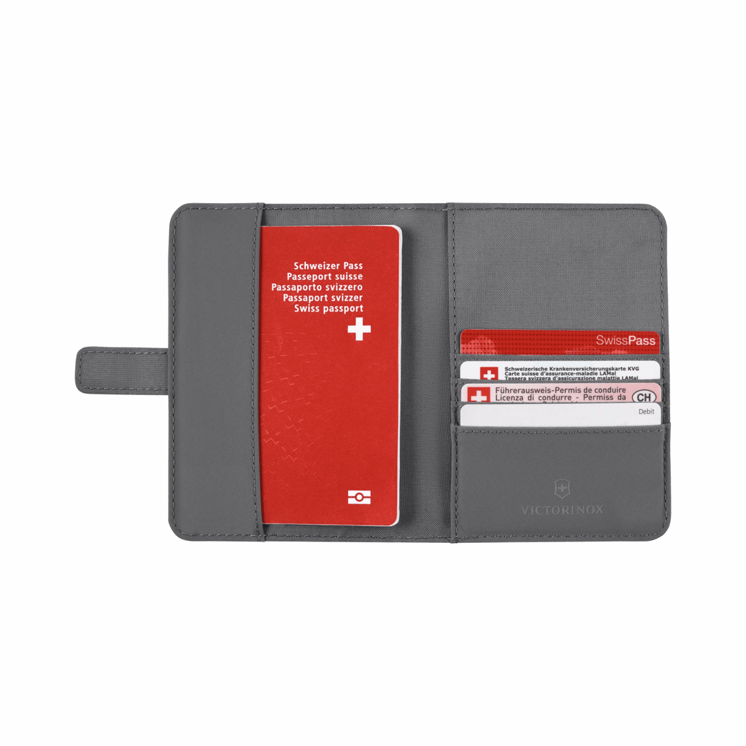 כיסוי לדרכון Victorinox Travel Essentials אפור - תיק התיקיםVictorinoxאביזרי נסיעות