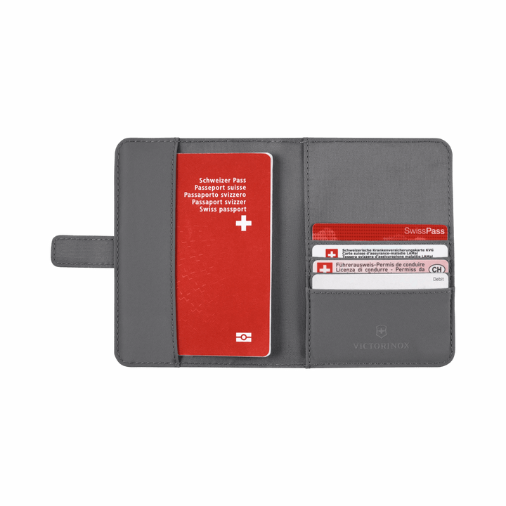 כיסוי לדרכון Victorinox Travel Essentials אפור - תיק התיקיםVictorinoxאביזרי נסיעות