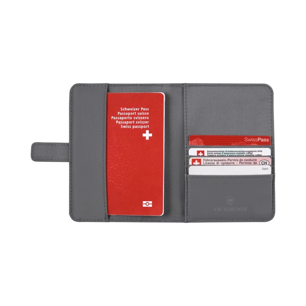 כיסוי לדרכון Victorinox Travel Essentials אפור - תיק התיקיםVictorinoxאביזרי נסיעות