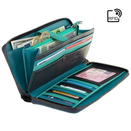 VISCONTI ארנק עם רוכסן למטבעות ושטרות דגם julia - תיק התיקיםVISCONTIנשים