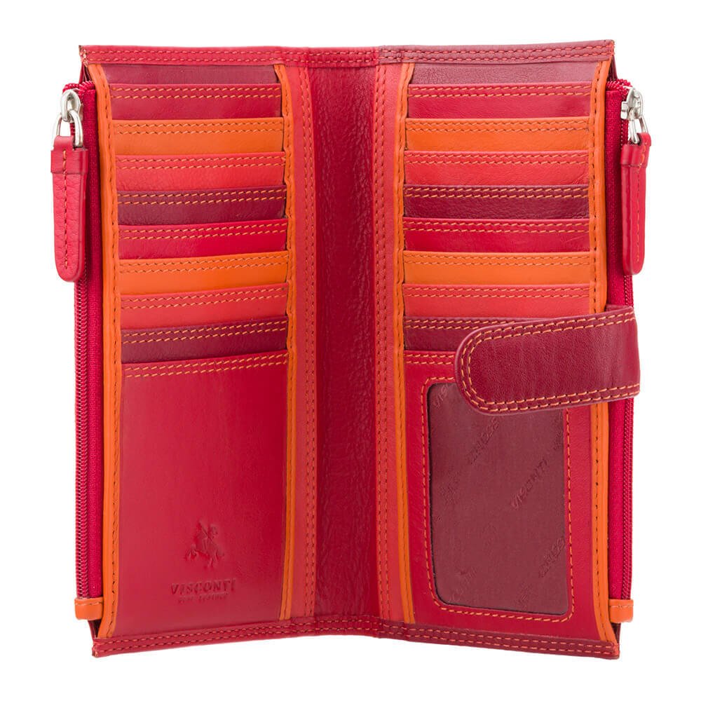 VISCONTI ארנק גדול מעור עם רצועת סגירה, בעל הגנת RFID - דגם Bermuda - תיק התיקיםVISCONTIנשים