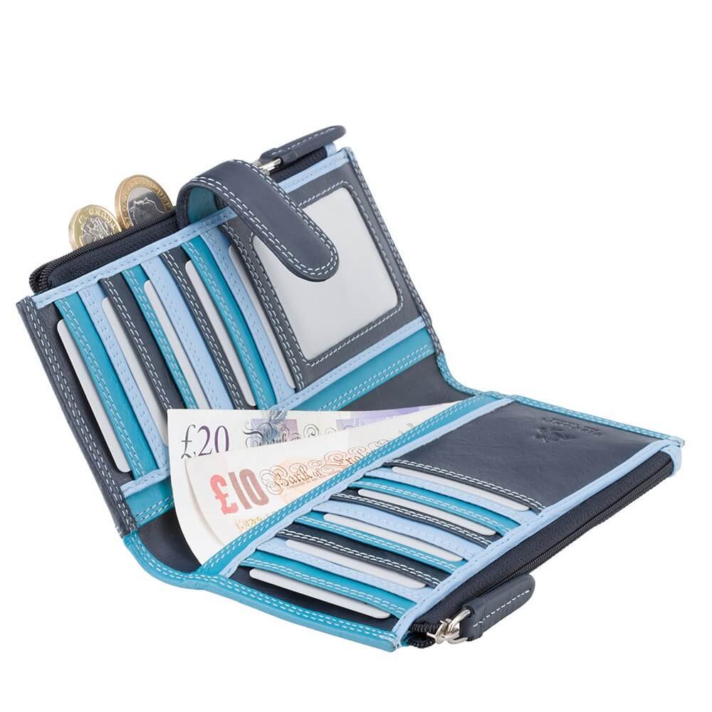 VISCONTI ארנק גדול מעור עם רצועת סגירה, בעל הגנת RFID - דגם Bermuda - תיק התיקיםVISCONTIנשים