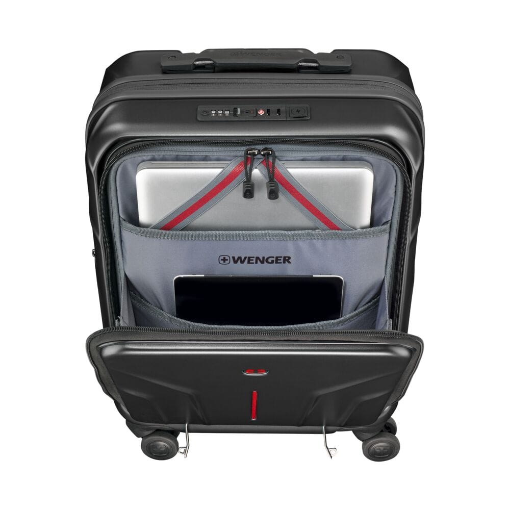 מזוודת טרולי עסקית קשיחה Wenger Amplix 20״ שחורה עם תא מחשב - תיק התיקיםWengerמזוודות