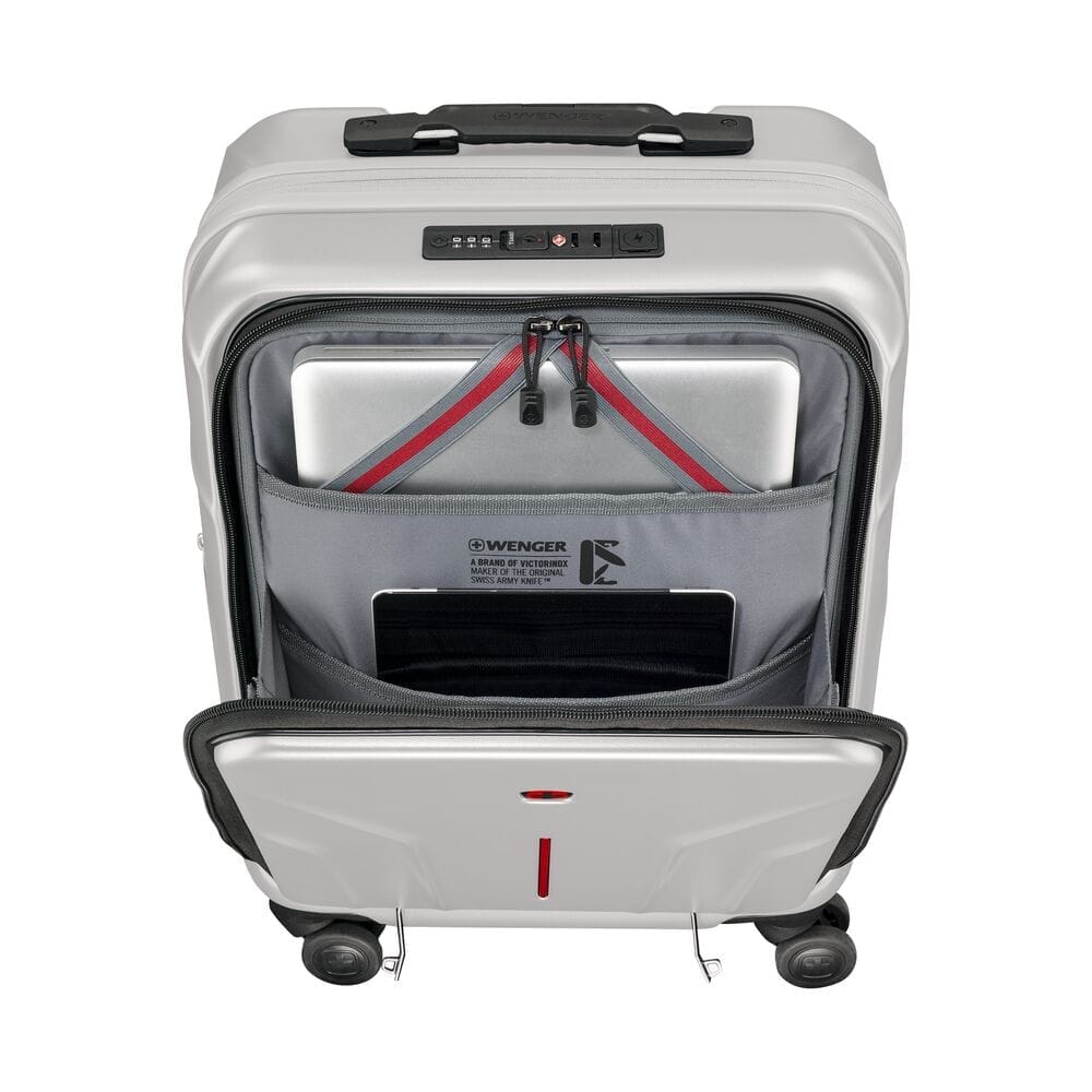 מזוודת טרולי עסקית קשיחה Wenger Amplix 20״ כסופה עם תא מחשב - תיק התיקיםWengerמזוודות
