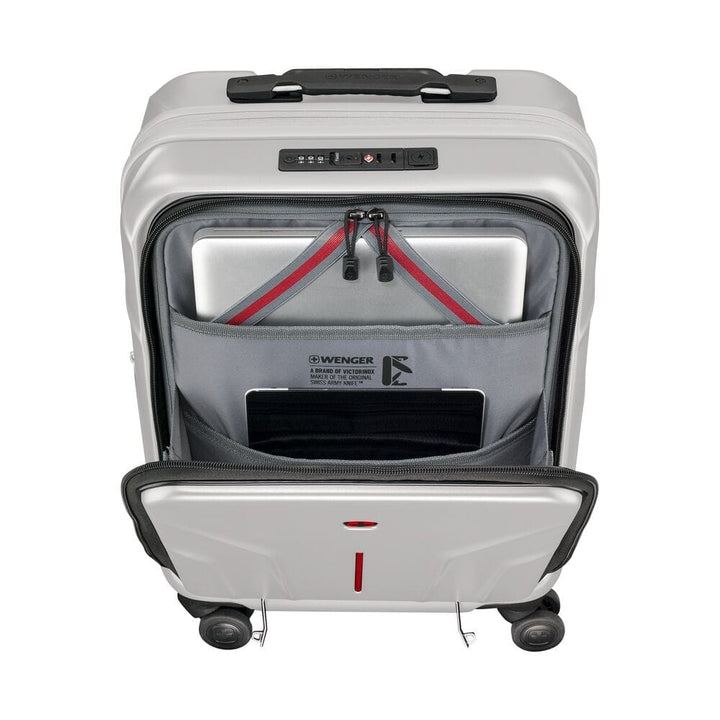 מזוודת טרולי עסקית קשיחה Wenger Amplix 20״ כסופה עם תא מחשב - תיק התיקיםWengerמזוודות