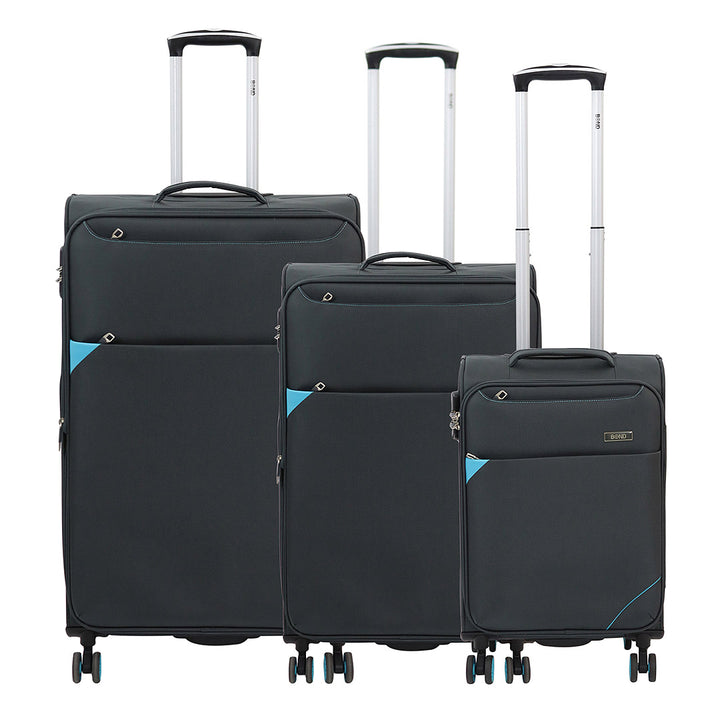 BOND סט 3 מזוודות מבד פוליאסטר (3 צבעים)