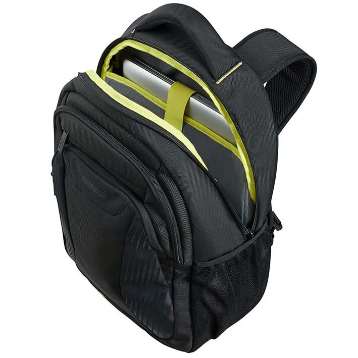 American Tourister AT WORK תיק גב למחשב 15.6" שחור עם צהוב - תיק התיקיםAmerican Touristerתיקים למחשב נייד