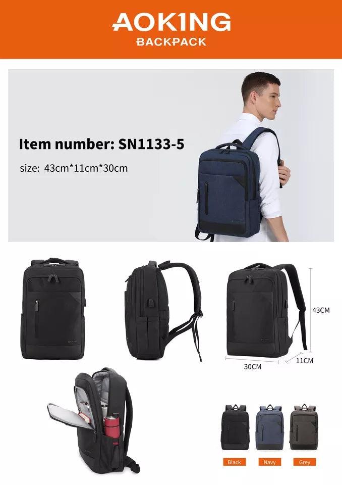 Aoking תיק גב אופנתי ללפטופ 15.6" בשחור - תיק התיקיםAokingגברים