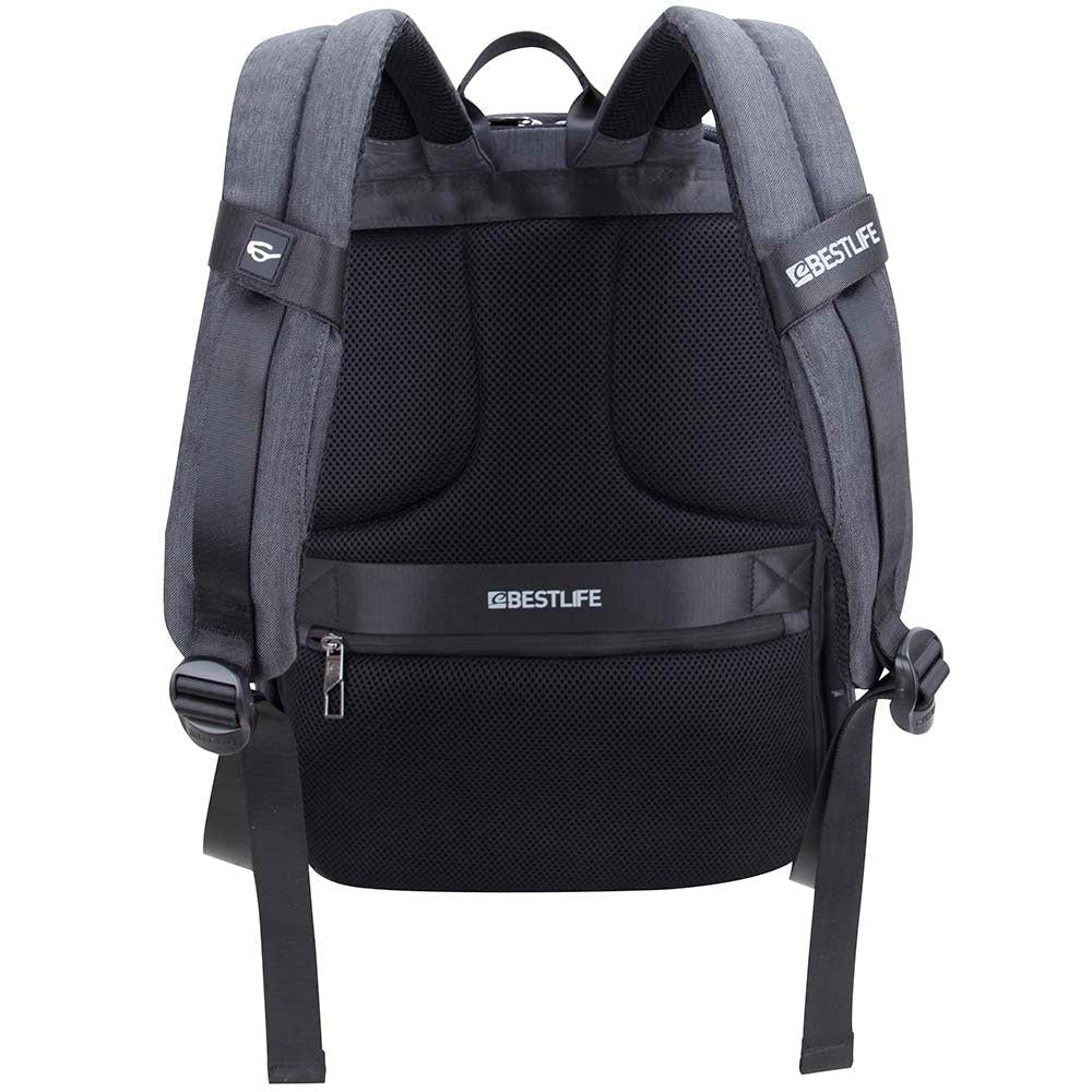 "BESTLIFE TravelSafe 15.6 תיק גב למחשב שחור אפרפר - תיק התיקיםBESTLIFEתיקים