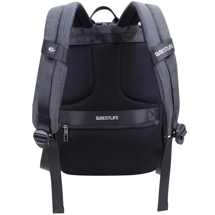 "BESTLIFE TravelSafe 15.6 תיק גב למחשב שחור אפרפר - תיק התיקיםBESTLIFEתיקים